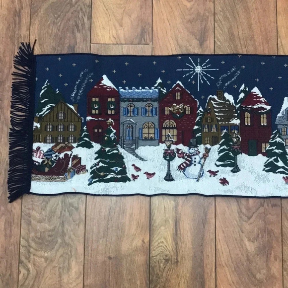 Christmas Village Table Runner Needlepoint - Picture 4 of 6